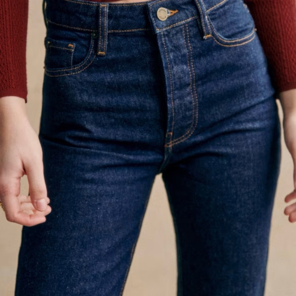 Sezane High Rise Jeans - Dark Blue